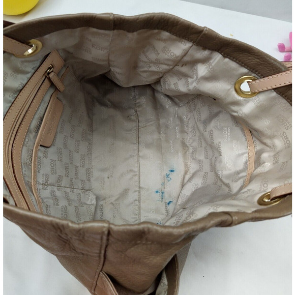 Michael Kors Jet Set Taupe Leather Pockets Double Handle Tote Shoulder Bag - Picture 10 of 14